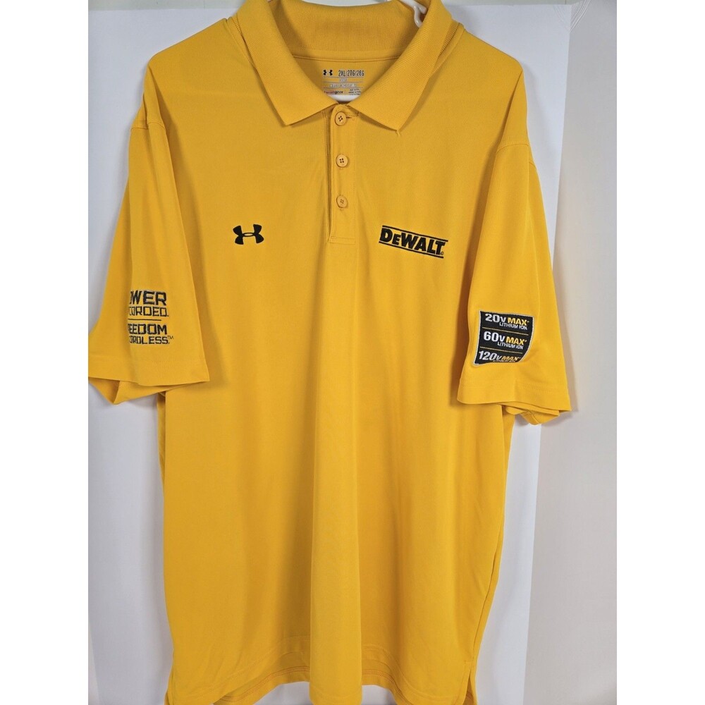 Under Armour DEWALT FlexVolt HeatGear Polo Shirt Mens 2XL Yellow Embroidered